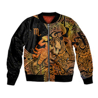 Zodiac Scorpio Sleeve Zip Bomber Jacket Polynesian in Orange TS04 Unisex Orange - Polynesian Pride