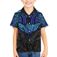 Polynesian Ray Pattern Kid Hawaiian Shirt TS04 Kid Black/Blue - Polynesian Pride