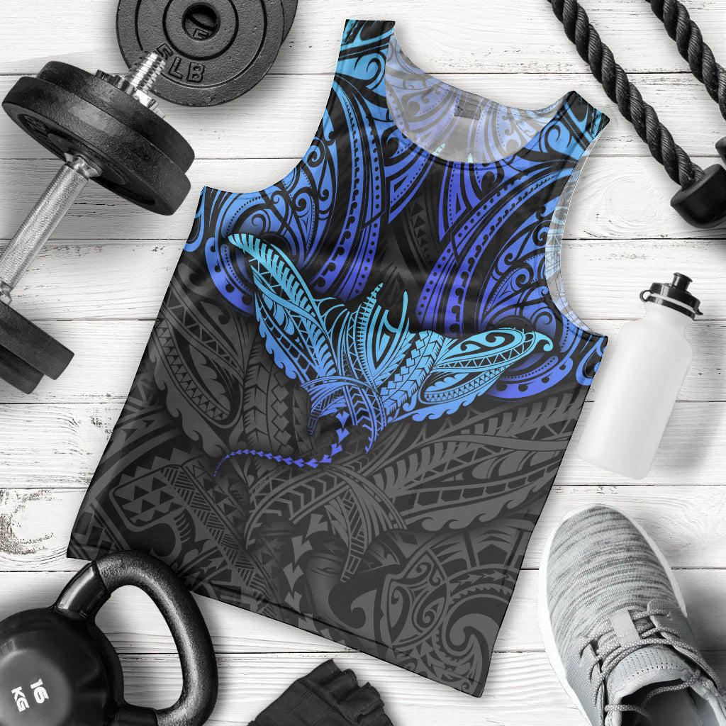 Polynesian Ray Pattern Men Tank Top TS04 Black Blue - Polynesian Pride