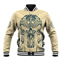 Polynesian Baseball Jacket Warrior Skull with Tribal Patterns Tattoo Design TS04 Unisex Yellow - Polynesian Pride