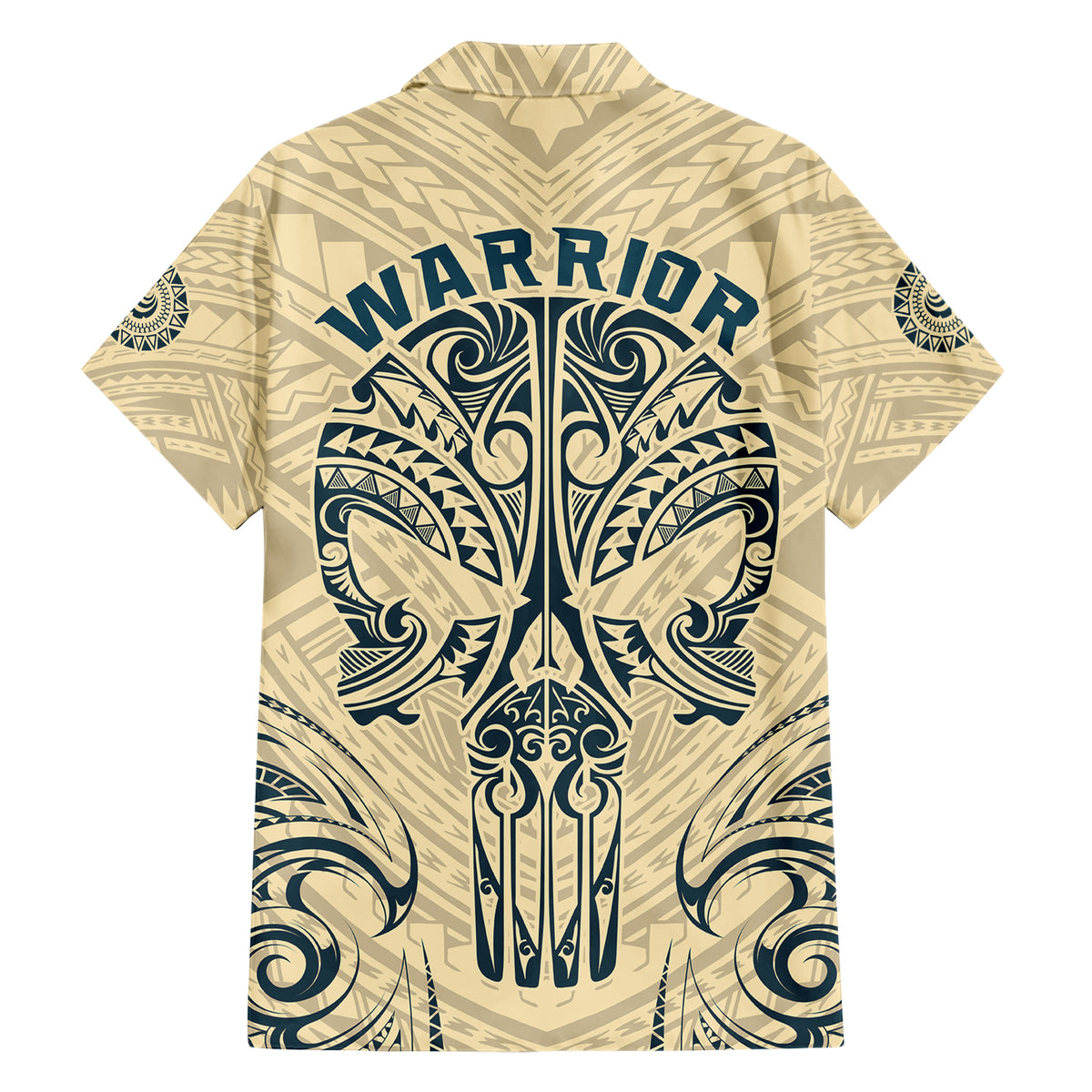 Polynesian Family Matching Short Sleeve Bodycon Dress and Hawaiian Shirt Warrior Skull with Tribal Patterns Tattoo Design TS04 - Polynesian Pride