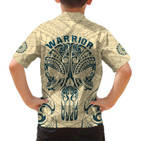 Polynesian Kid Hawaiian Shirt Warrior Skull with Tribal Patterns Tattoo Design TS04 - Polynesian Pride