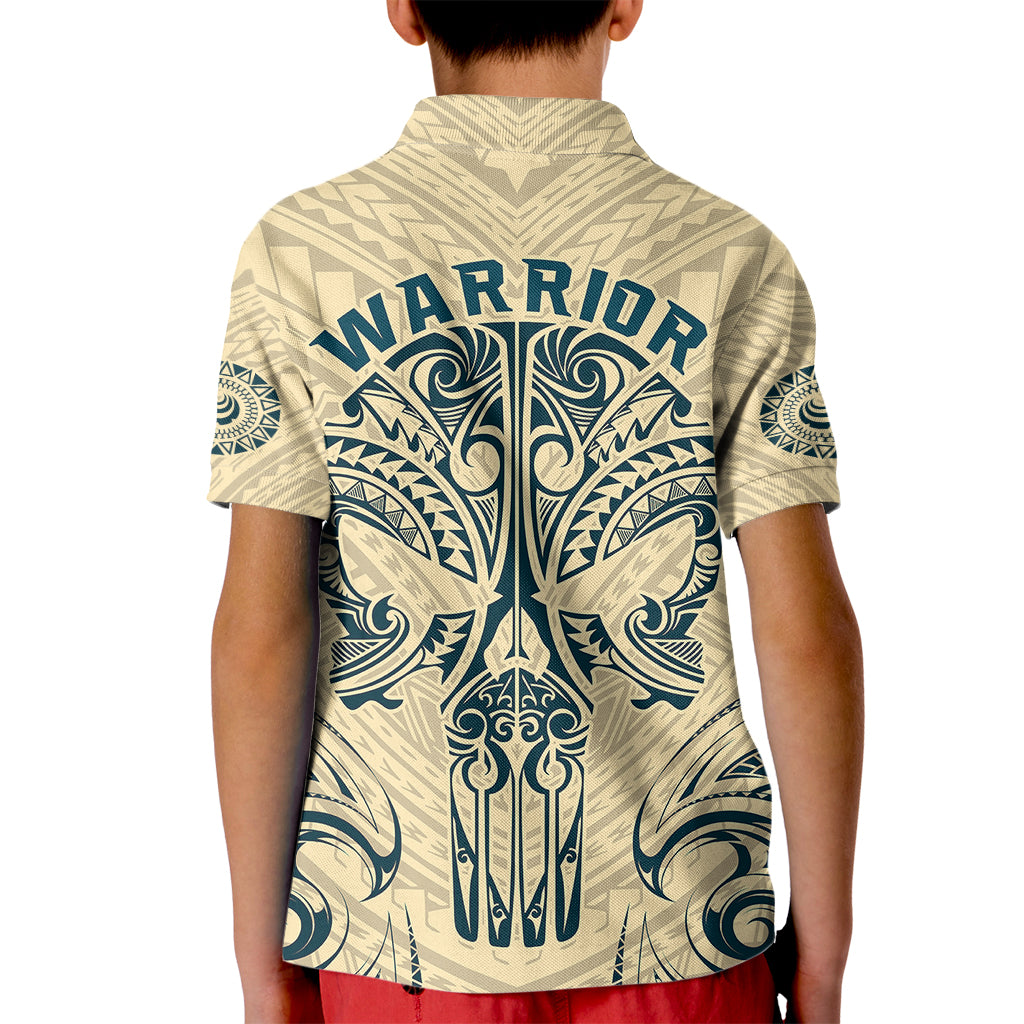 Polynesian Kid Polo Shirt Warrior Skull with Tribal Patterns Tattoo Design TS04 - Polynesian Pride