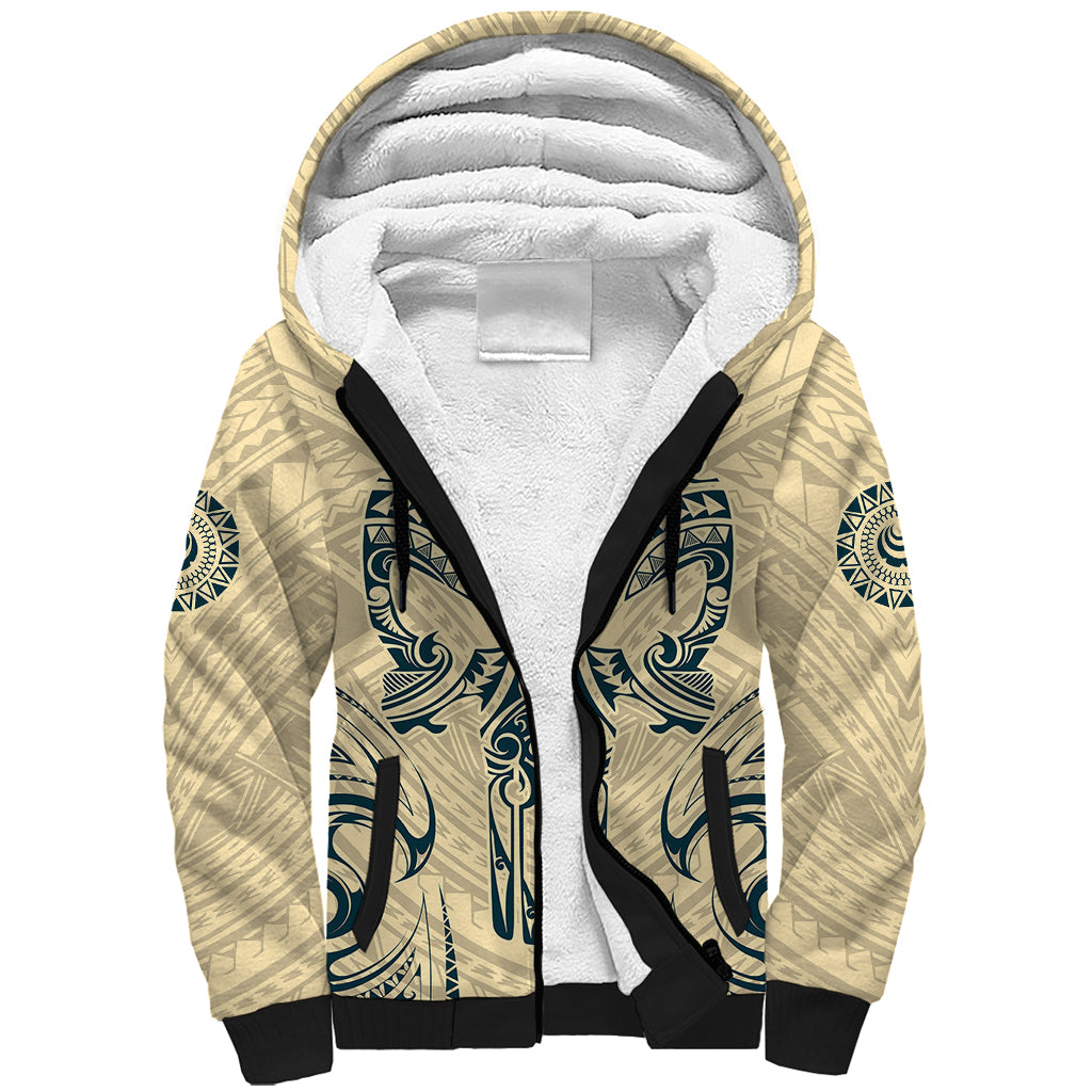 Polynesian Sherpa Hoodie Warrior Skull with Tribal Patterns Tattoo Design TS04 Unisex Yellow - Polynesian Pride