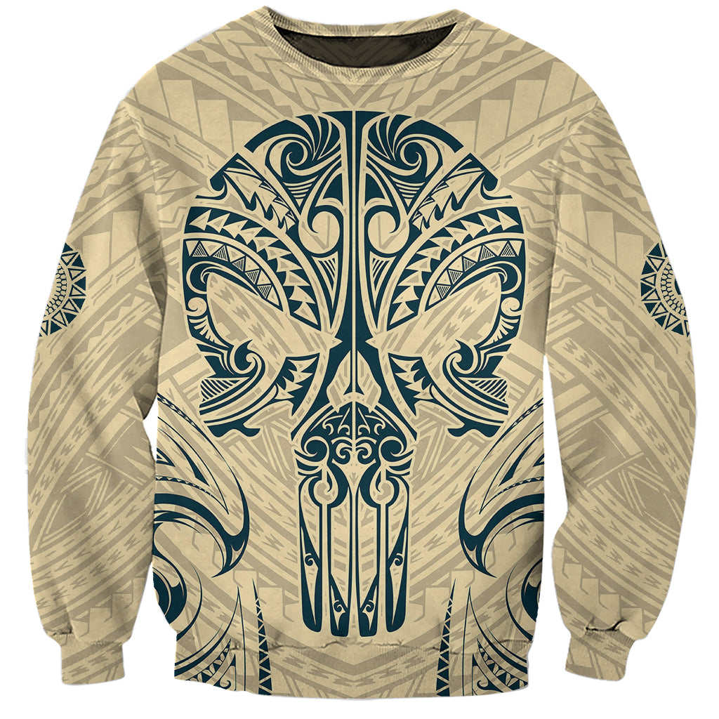 Polynesian Sweatshirt Warrior Skull with Tribal Patterns Tattoo Design TS04 Unisex Yellow - Polynesian Pride