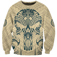Polynesian Sweatshirt Warrior Skull with Tribal Patterns Tattoo Design TS04 Unisex Yellow - Polynesian Pride