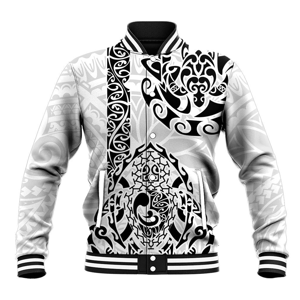 Hawaii Baseball Jacket with Polynesian Turtle TS04 Unisex Black White - Polynesian Pride