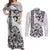 Hawaii Couples Matching Off Shoulder Maxi Dress and Long Sleeve Button Shirts with Polynesian Turtle TS04 Black/White - Polynesian Pride