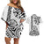 Hawaii Couples Matching Off Shoulder Short Dress and Hawaiian Shirt with Polynesian Turtle TS04 Black/White - Polynesian Pride