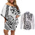 Hawaii Couples Matching Off Shoulder Short Dress and Long Sleeve Button Shirts with Polynesian Turtle TS04 Black/White - Polynesian Pride