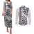 Hawaii Couples Matching Puletasi Dress and Long Sleeve Button Shirts with Polynesian Turtle TS04 Black/White - Polynesian Pride
