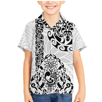Hawaii Family Matching Mermaid Dress and Hawaiian Shirt with Polynesian Turtle TS04 Son's Shirt Black White - Polynesian Pride