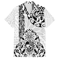 Hawaii Family Matching Tank Maxi Dress and Hawaiian Shirt with Polynesian Turtle TS04 Dad's Shirt - Short Sleeve Black White - Polynesian Pride