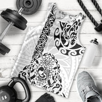 Hawaii Men Tank Top with Polynesian Turtle TS04 Black White - Polynesian Pride