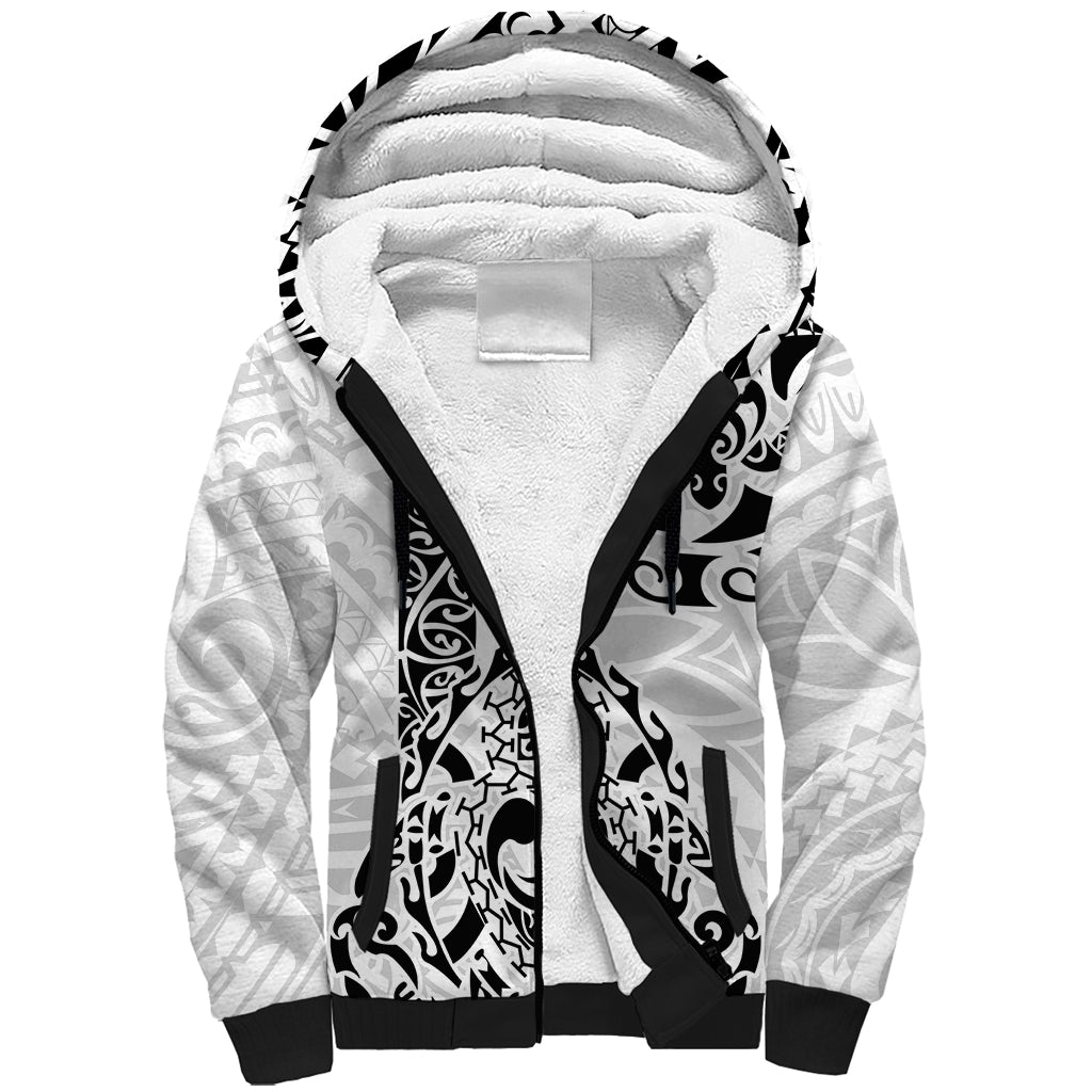 Hawaii Sherpa Hoodie with Polynesian Turtle TS04 Unisex Black/White - Polynesian Pride