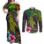 Polynesian Couples Matching Off Shoulder Maxi Dress and Long Sleeve Button Shirts Whales and Compass Gradient Pattern TS04 Gradient - Polynesian Pride