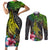 Polynesian Couples Matching Short Sleeve Bodycon Dress and Long Sleeve Button Shirts Whales and Compass Gradient Pattern TS04 Gradient - Polynesian Pride