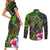Polynesian Couples Matching Short Sleeve Bodycon Dress and Long Sleeve Button Shirts Whales and Compass Gradient Pattern TS04 - Polynesian Pride