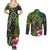 Polynesian Couples Matching Summer Maxi Dress and Long Sleeve Button Shirts Whales and Compass Gradient Pattern TS04 - Polynesian Pride
