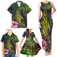 Polynesian Family Matching Tank Maxi Dress and Hawaiian Shirt Whales and Compass Gradient Pattern TS04 - Polynesian Pride