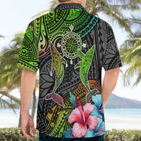 Polynesian Hawaiian Shirt Whales and Compass Gradient Pattern TS04 - Polynesian Pride