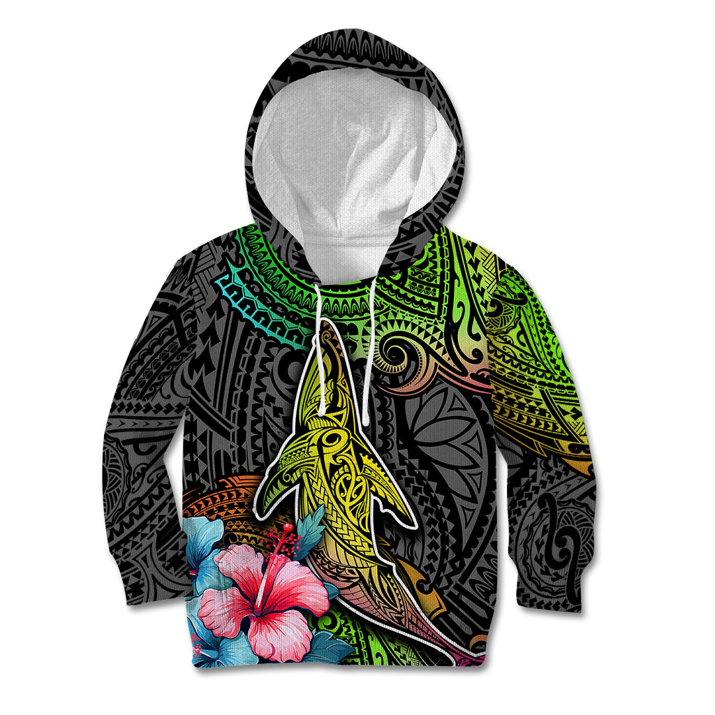 Polynesian Kid Hoodie Whales and Compass Gradient Pattern TS04 Hoodie Gradient - Polynesian Pride