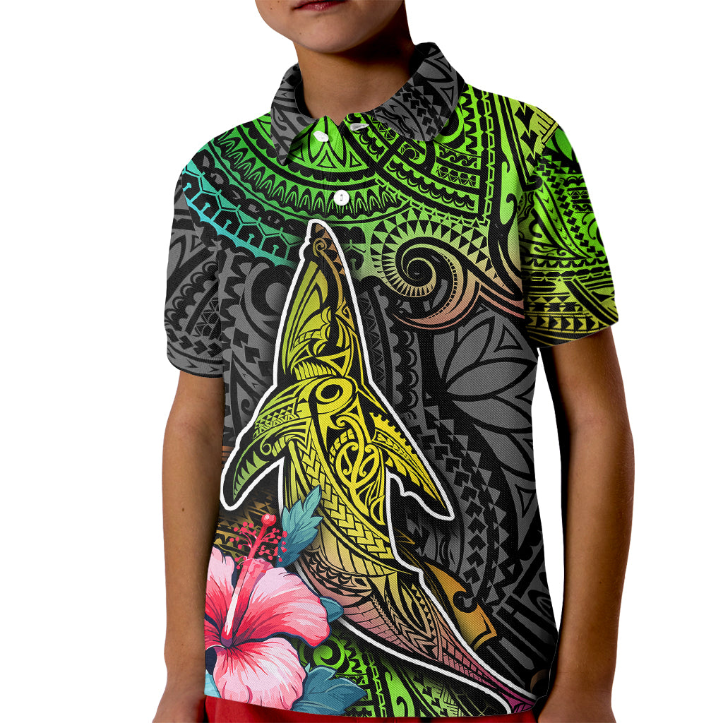 Polynesian Kid Polo Shirt Whales and Compass Gradient Pattern TS04 Kid Gradient - Polynesian Pride