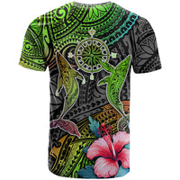Polynesian T Shirt Whales and Compass Gradient Pattern TS04 - Polynesian Pride