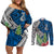 Polynesian Couples Matching Off Shoulder Short Dress and Long Sleeve Button Shirts Whale Pattern and Hibiscus Flowers TS04 Multicolor - Polynesian Pride