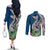 Polynesian Couples Matching Off The Shoulder Long Sleeve Dress and Long Sleeve Button Shirts Whale Pattern and Hibiscus Flowers TS04 - Polynesian Pride