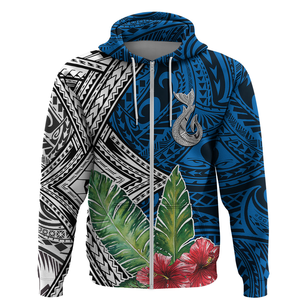 Polynesian Hoodie Whale Pattern and Hibiscus Flowers TS04 - Polynesian Pride