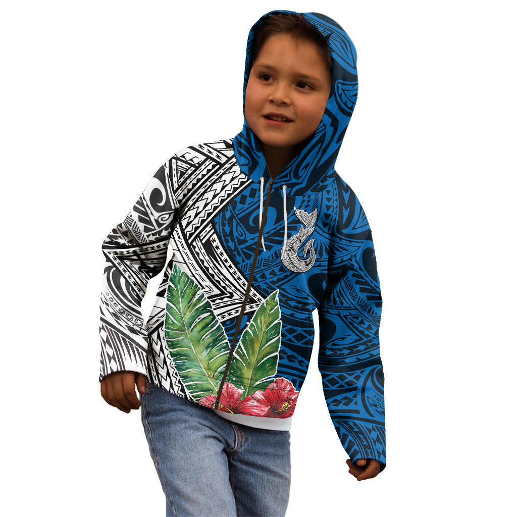 Polynesian Kid Hoodie Whale Pattern and Hibiscus Flowers TS04 - Polynesian Pride