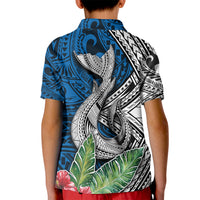 Polynesian Kid Polo Shirt Whale Pattern and Hibiscus Flowers TS04 - Polynesian Pride