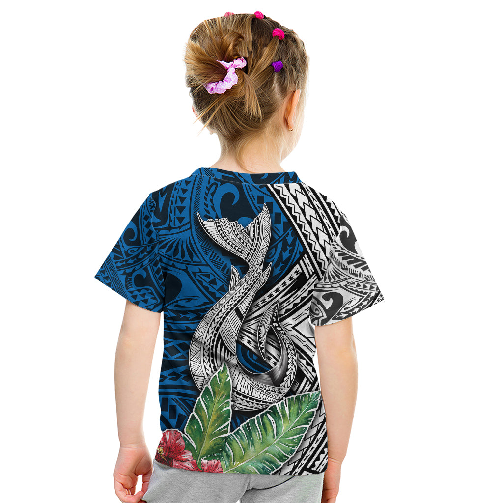 Polynesian Kid T Shirt Whale Pattern and Hibiscus Flowers TS04 - Polynesian Pride