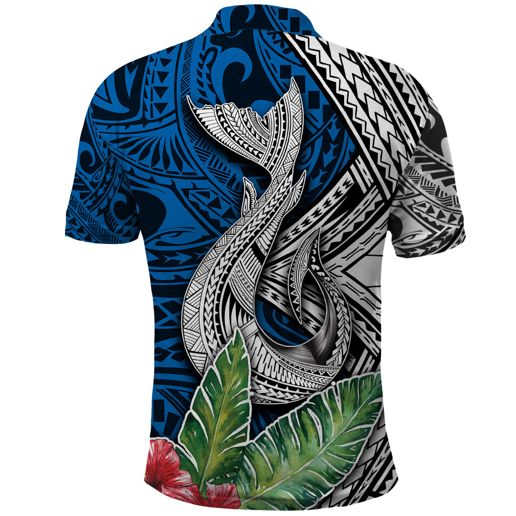 Polynesian Polo Shirt Whale Pattern and Hibiscus Flowers TS04 - Polynesian Pride