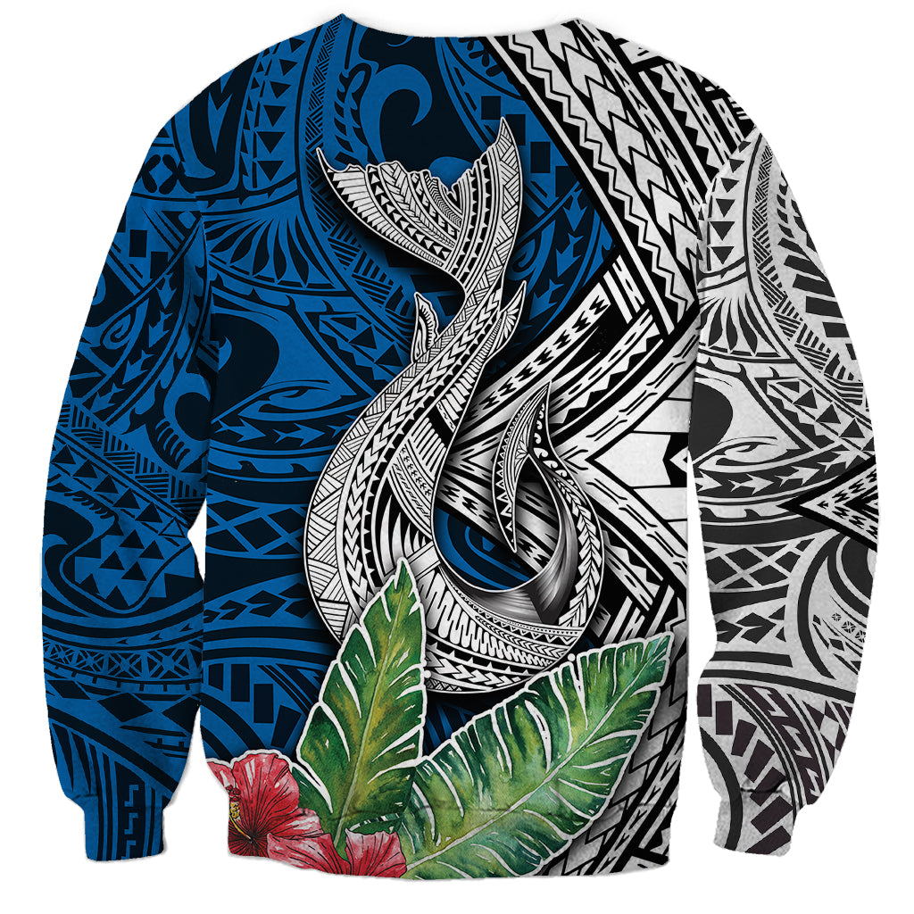 Polynesian Sweatshirt Whale Pattern and Hibiscus Flowers TS04 - Polynesian Pride
