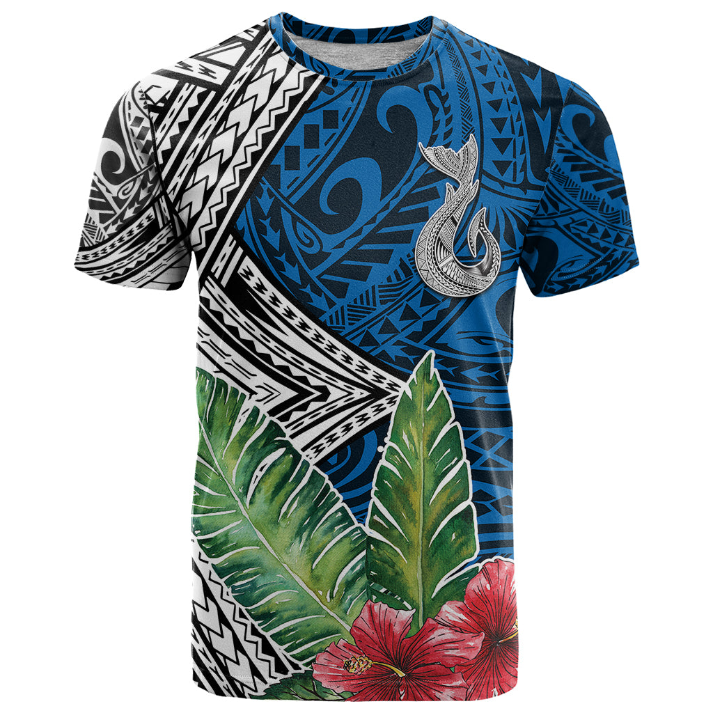 Polynesian T Shirt Whale Pattern and Hibiscus Flowers TS04 Multicolor - Polynesian Pride