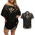 Polynesian Hawaii Tattoo Couples Matching Off Shoulder Short Dress and Hawaiian Shirt TS04 Multicolor - Polynesian Pride