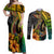 Hawaii Couples Matching Off Shoulder Maxi Dress and Long Sleeve Button Shirts Polynesian Fish Hook and Hibiscus Flowers with Gradient Pattern TS04 Multicolor - Polynesian Pride