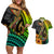 Hawaii Couples Matching Off Shoulder Short Dress and Hawaiian Shirt Polynesian Fish Hook and Hibiscus Flowers with Gradient Pattern TS04 Multicolor - Polynesian Pride