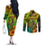 Hawaii Couples Matching Off The Shoulder Long Sleeve Dress and Long Sleeve Button Shirts Polynesian Fish Hook and Hibiscus Flowers with Gradient Pattern TS04 - Polynesian Pride