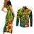 Hawaii Couples Matching Short Sleeve Bodycon Dress and Long Sleeve Button Shirts Polynesian Fish Hook and Hibiscus Flowers with Gradient Pattern TS04 - Polynesian Pride