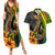 Hawaii Couples Matching Summer Maxi Dress and Hawaiian Shirt Polynesian Fish Hook and Hibiscus Flowers with Gradient Pattern TS04 Multicolor - Polynesian Pride