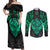Polynesian Couples Matching Off Shoulder Maxi Dress and Long Sleeve Button Shirts Abstract Tiki TS04 Black/Yellow - Polynesian Pride