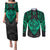Polynesian Couples Matching Puletasi Dress and Long Sleeve Button Shirts Abstract Tiki TS04 Black/Yellow - Polynesian Pride