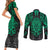 Polynesian Couples Matching Short Sleeve Bodycon Dress and Long Sleeve Button Shirts Abstract Tiki TS04 - Polynesian Pride