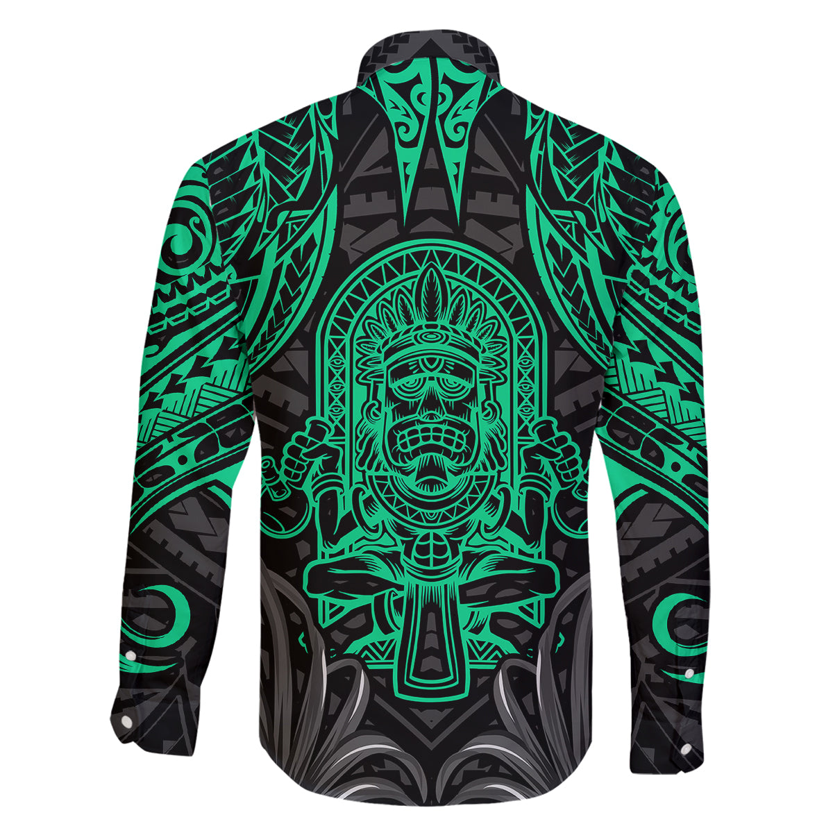 Polynesian Family Matching Off Shoulder Long Sleeve Dress and Hawaiian Shirt Abstract Tiki TS04 - Polynesian Pride