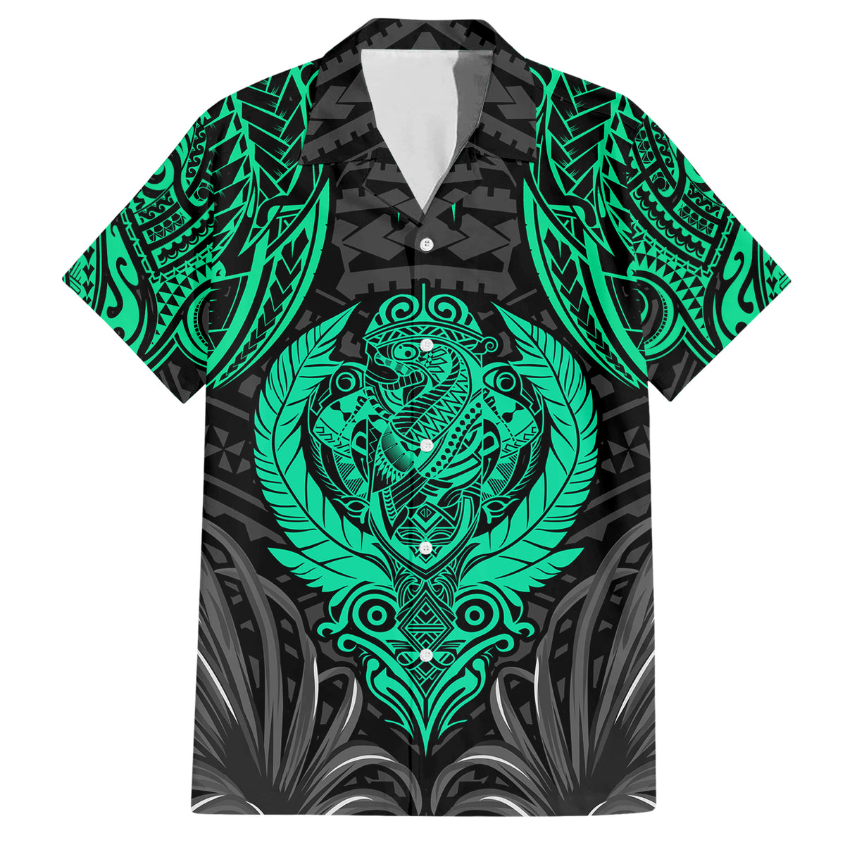 Polynesian Family Matching Short Sleeve Bodycon Dress and Hawaiian Shirt Abstract Tiki TS04 Dad's Shirt - Short Sleeve Black Yellow - Polynesian Pride