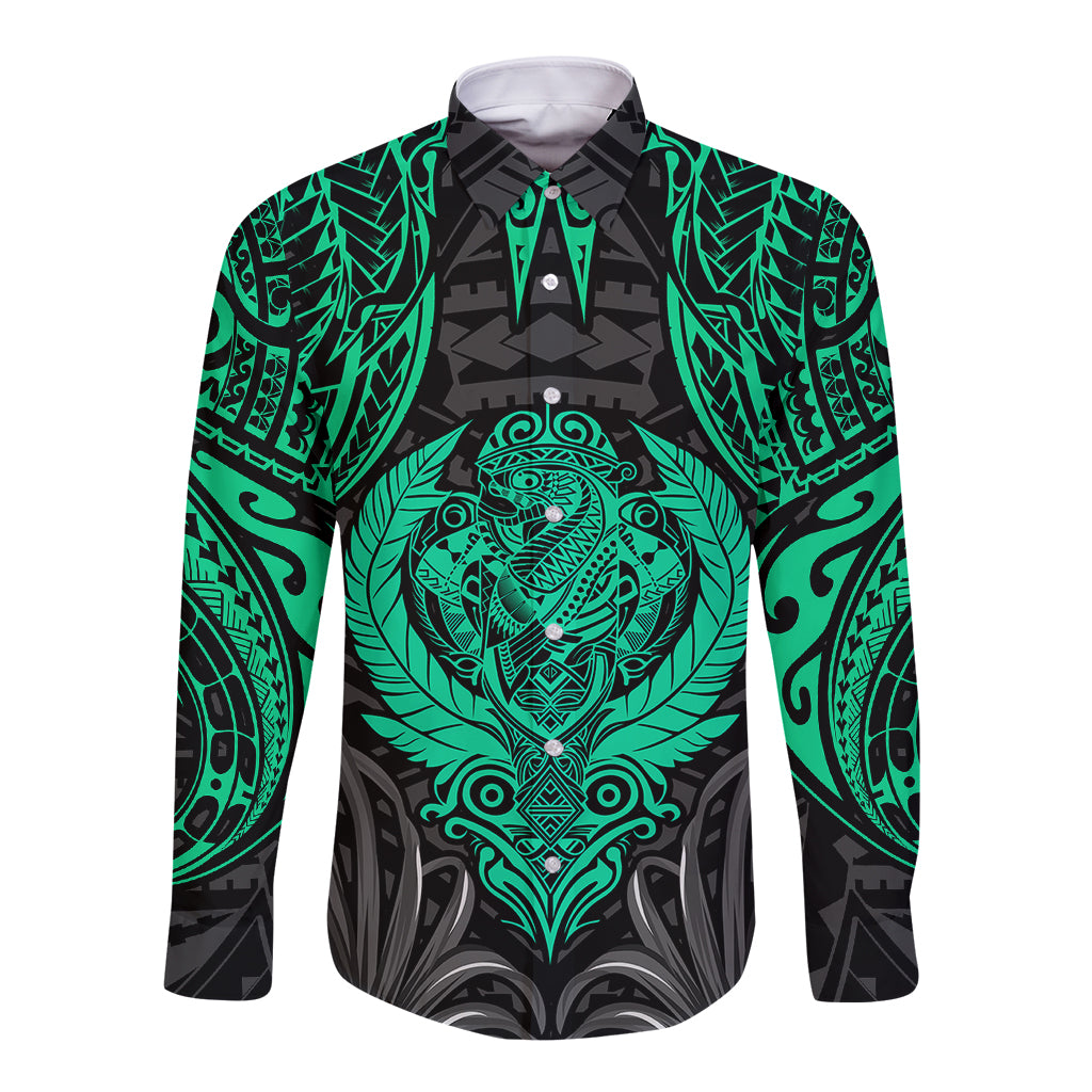 Polynesian Long Sleeve Button Shirt Abstract Tiki TS04 Unisex Black/Yellow - Polynesian Pride