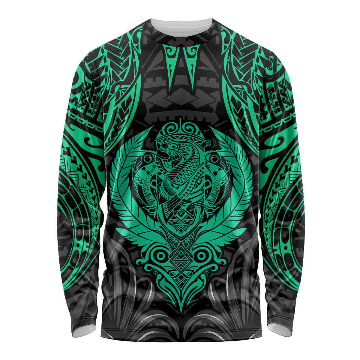 Polynesian Long Sleeve Shirt Abstract Tiki TS04 Unisex Black Yellow - Polynesian Pride